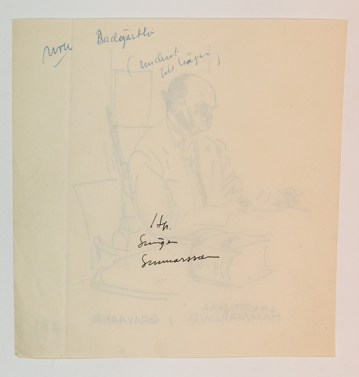 Landsfiskal Hammarlund vid sitt skrivbord i Gravarne med Sveriges Rikes Lag