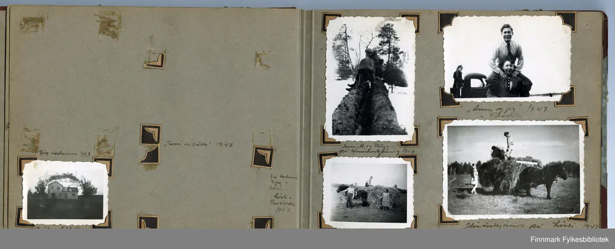 Album utlånt av Kari Gabrielsen med bilder fra hennes far Odd Gabrielsen, fra Sør-Varanger i 1938, 1945 og 1947.
