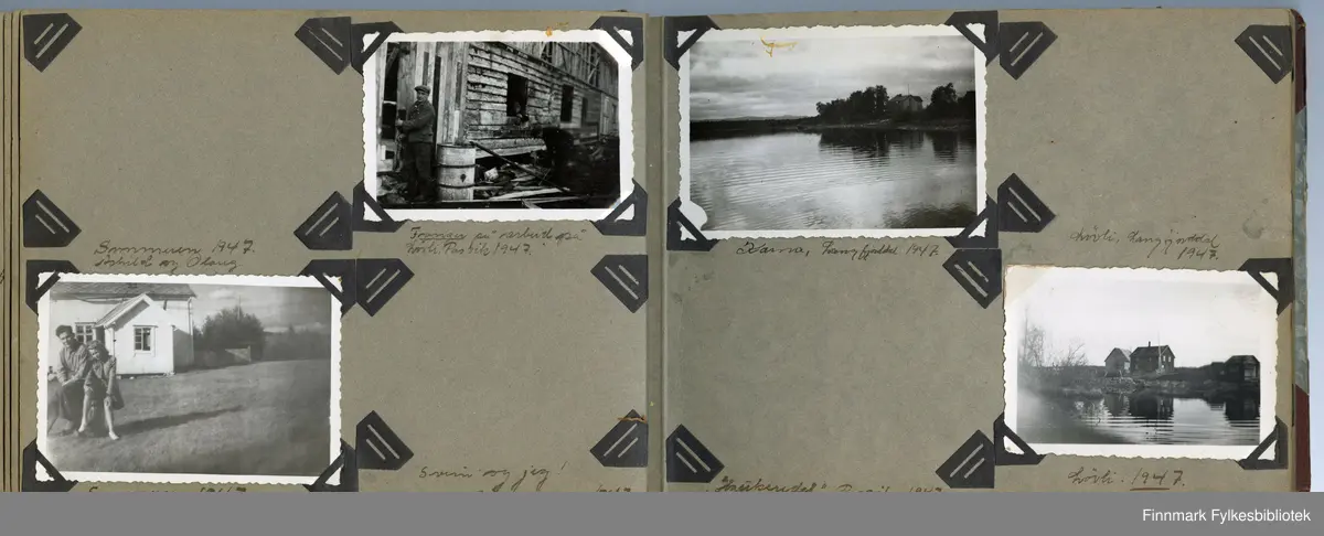 Album utlånt av Kari Gabrielsen med bilder fra hennes far Odd Gabrielsen, fra Sør-Varanger i 1938, 1945 og 1947.