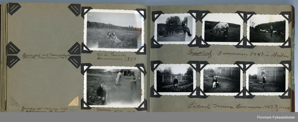 Album utlånt av Kari Gabrielsen med bilder fra hennes far Odd Gabrielsen, fra Sør-Varanger i 1938, 1945 og 1947.