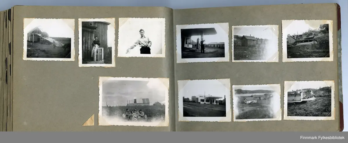 Album utlånt av Kari Gabrielsen med bilder fra hennes far Odd Gabrielsen, fra Sør-Varanger i 1938, 1945 og 1947.