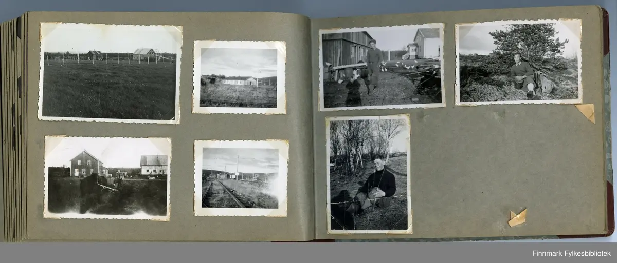 Album utlånt av Kari Gabrielsen med bilder fra hennes far Odd Gabrielsen, fra Sør-Varanger i 1938, 1945 og 1947.