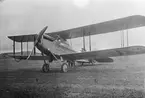 Flygplan de Havilland 50, G-EBFN under flygtävlingarna på Torslanda vid Internationella luftfartsutställningen (ILUG) 1923. Flygförare var Alan Cobham.