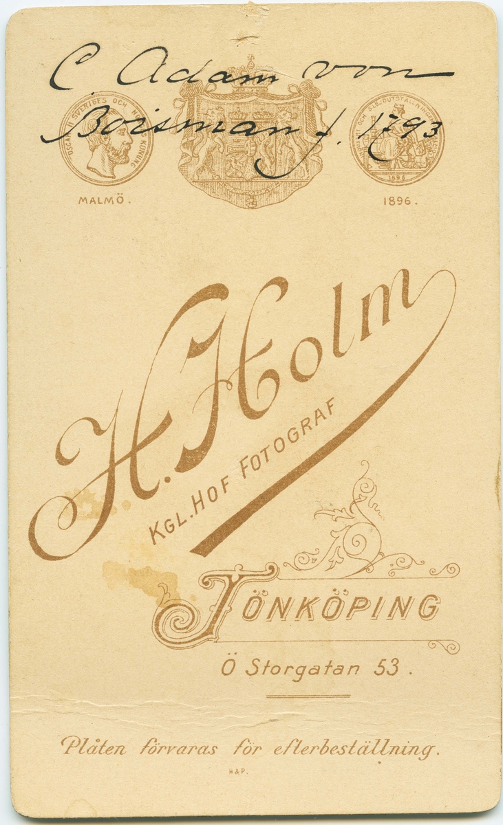 Porträtt på Claes Adam von Boisman, Överstelöjtnant. Född 27 mars år 1793 på Ulvåkraholm Död 6 januari år 1873 i Växjö.