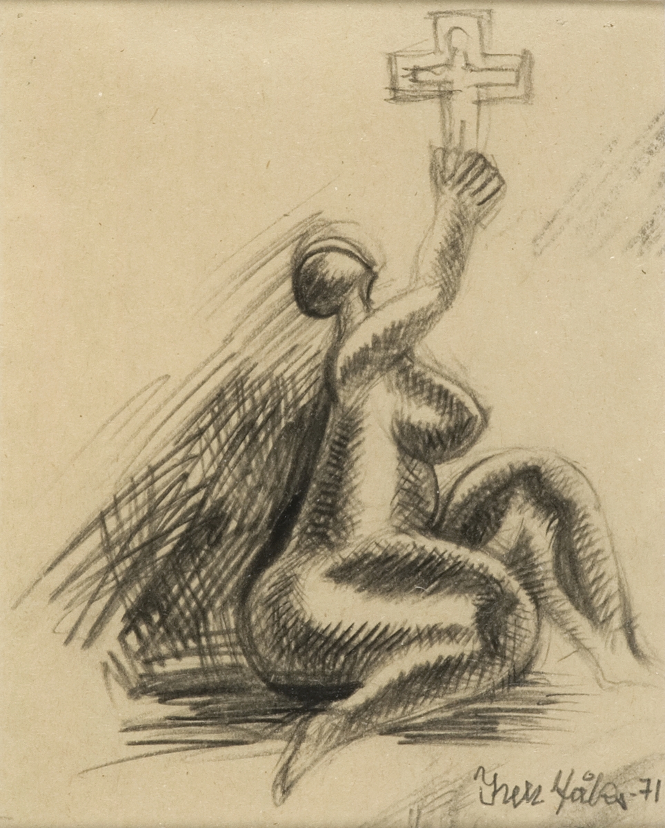 Kvinne og Kors [Tegning]