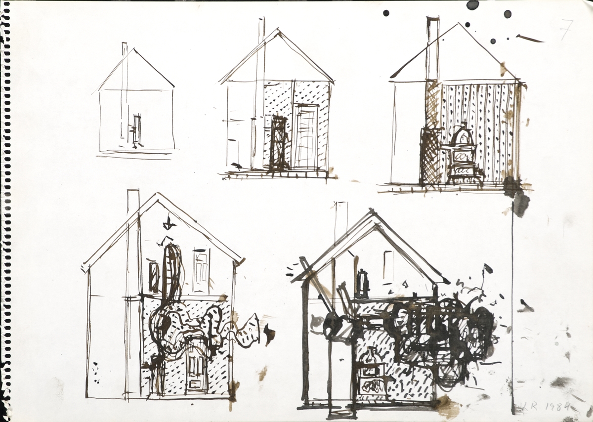 Studie av hus og figurer I [Tegning]