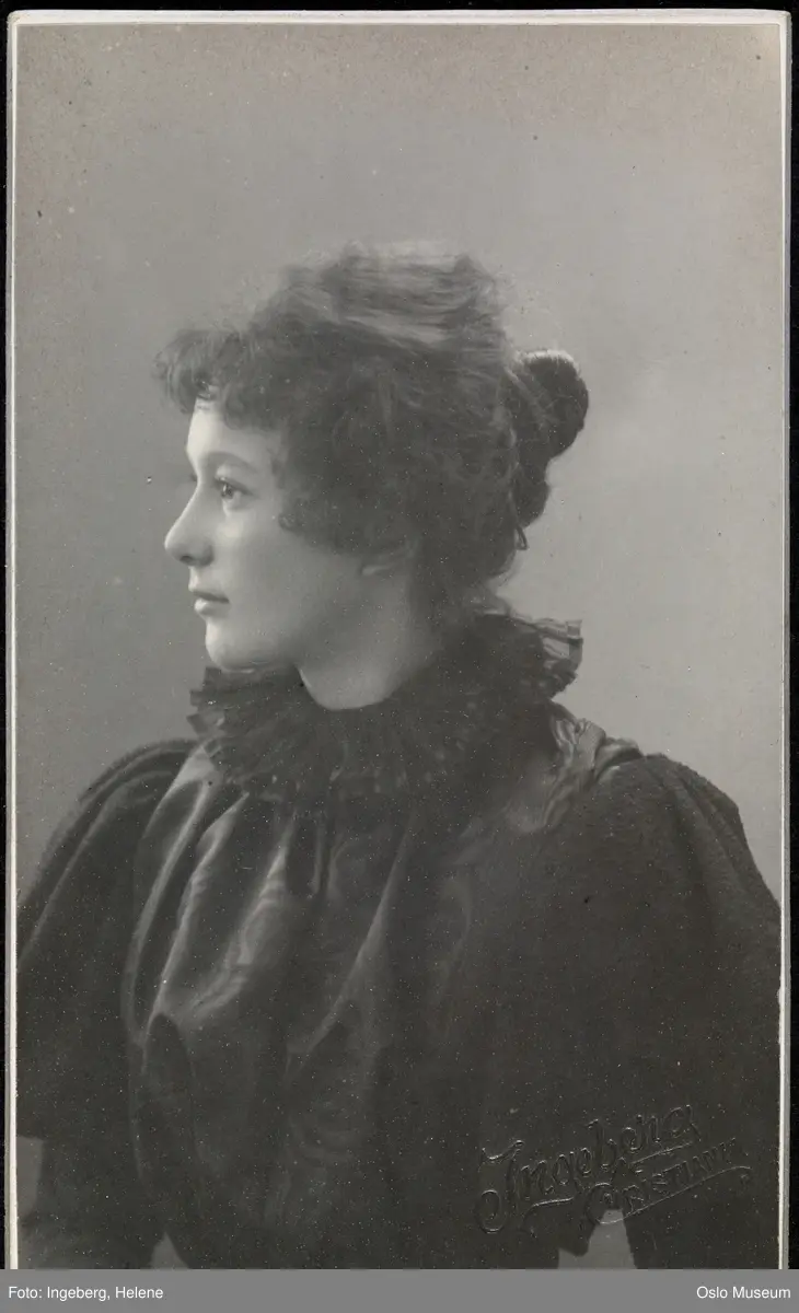 portrett, kvinne, brystbilde, profil