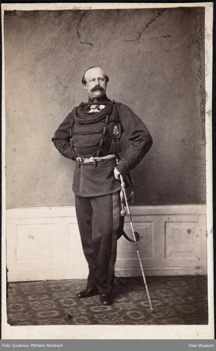 portrett, mann, offiser, stående helfigur, uniform