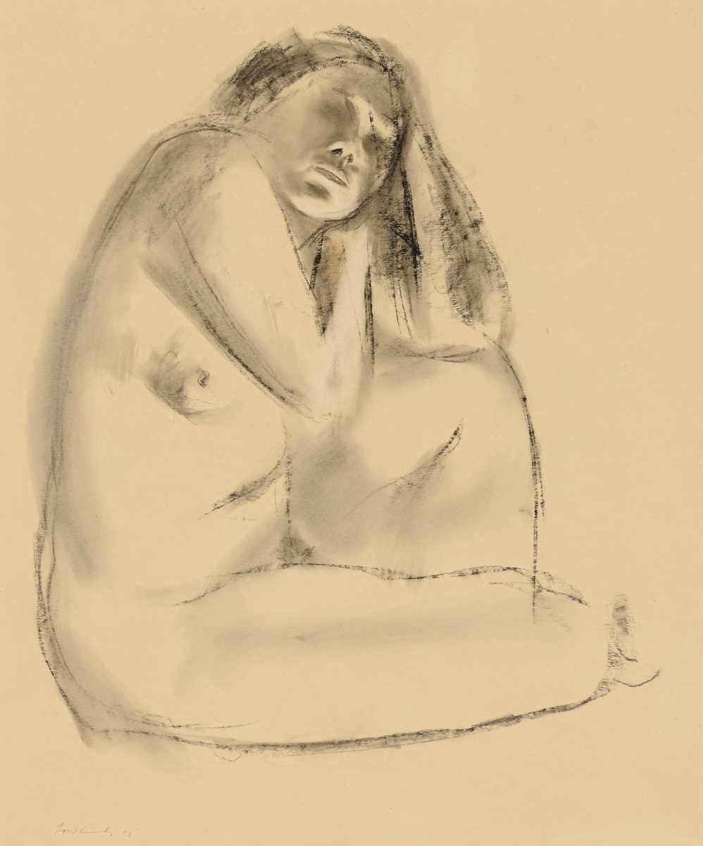 Sittende akt [Tegning]