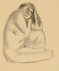 Sittende akt [Tegning]