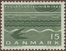 Frimärke ur Gösta Bodmans filatelistiska motivsamling, påbörjad 1950.
Frimärke från Danmark, 1963. Motiv av Symbol för 