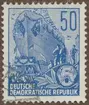 Frimärke ur Gösta Bodmans filatelistiska motivsamling, påbörjad 1950.
Frimärke från Östtyskland, 1958. Motiv av Ankare: Stapelavlöpning av ångare. -Östtyska 5-årsplanen: 1953-1958