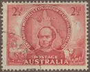 Frimärke ur Gösta Bodmans filatelistiska motivsamling, påbörjad 1950.
Frimärke från Australien, 1946. Motiv av Sir Thomas L. Mitchell: 1792- 1855. Utforskare av Queenslands centrum 1846. (I bakgrunden): Queenslands karta. -100-årsminne: 1846-1946.