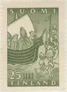 Frimärke ur Gösta Bodmans filatelistiska motivsamling, påbörjad 1950.
Frimärke från Finland, 1955. Motiv av Erik den Helige:s Korsfartyg till Finland år 1155. -800-årsminne av Finlands omvändelse till kristendomen: 1155-1955.