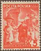 Frimärke ur Gösta Bodmans filatelistiska motivsamling, påbörjad 1950.
Frimärke från Danzig Polsk byrå, 1938. Motiv av Fartyg vid lastkaj i Danzig. -Polska köpmän säljer vete i Danzig på 1500-talet-