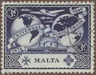 Frimärke ur Gösta Bodmans filatelistiska motivsamling, påbörjad 1950.
Frimärke från Malta, 1949. Motiv av Västra och Östra halvkloten Hjulångare U.P.U. 75 år = (Världspostföreningen) 1874-1949.