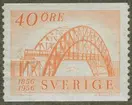 Frimärke ur Gösta Bodmans filatelistiska motivsamling, påbörjad 1950.
Frimärke från Sverige, 1956. Motiv av Årets järnvägsbro Sveriges järnvägar 100 år 1856-1956