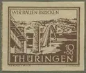 Frimärke ur Gösta Bodmans filatelistiska motivsamling, påbörjad 1950.
Frimärke från Tyskland, 1946. Motiv av Saalburgerbron. Reparation 1946, Thüringen.