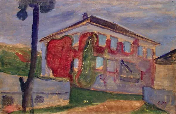 Hus med rød villvin, et maleri av Edvard Munch