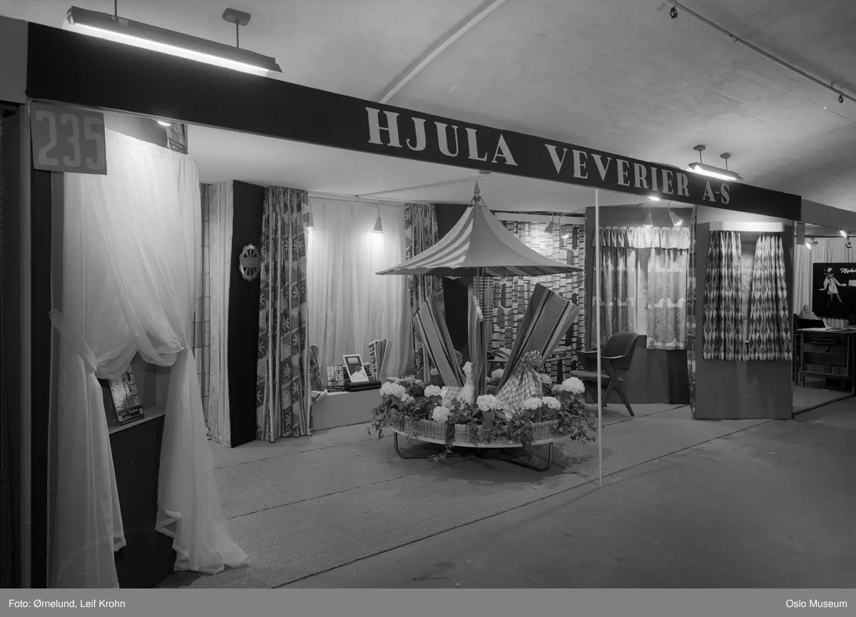Tekstilmessen, interiør, utstilling, stand, Hjula Veveri, stoffprøver, gardiner