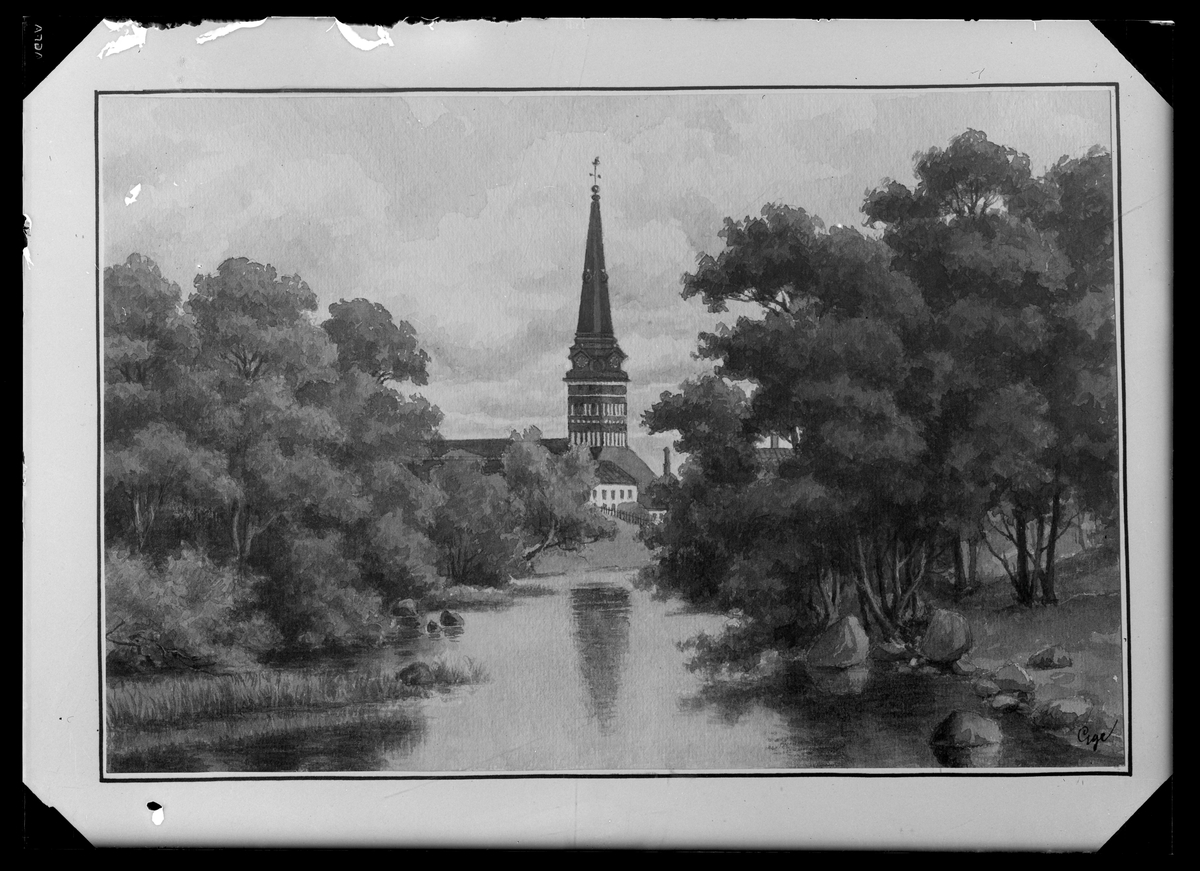 Akvarell av Rudolf Gagge, 1868, Västerås.