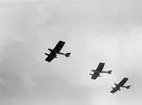 Tre flygplan S 2, Hansa typ 31/ typ 32 flyger i formation, omkring 1924-1931. Vy underifrån.