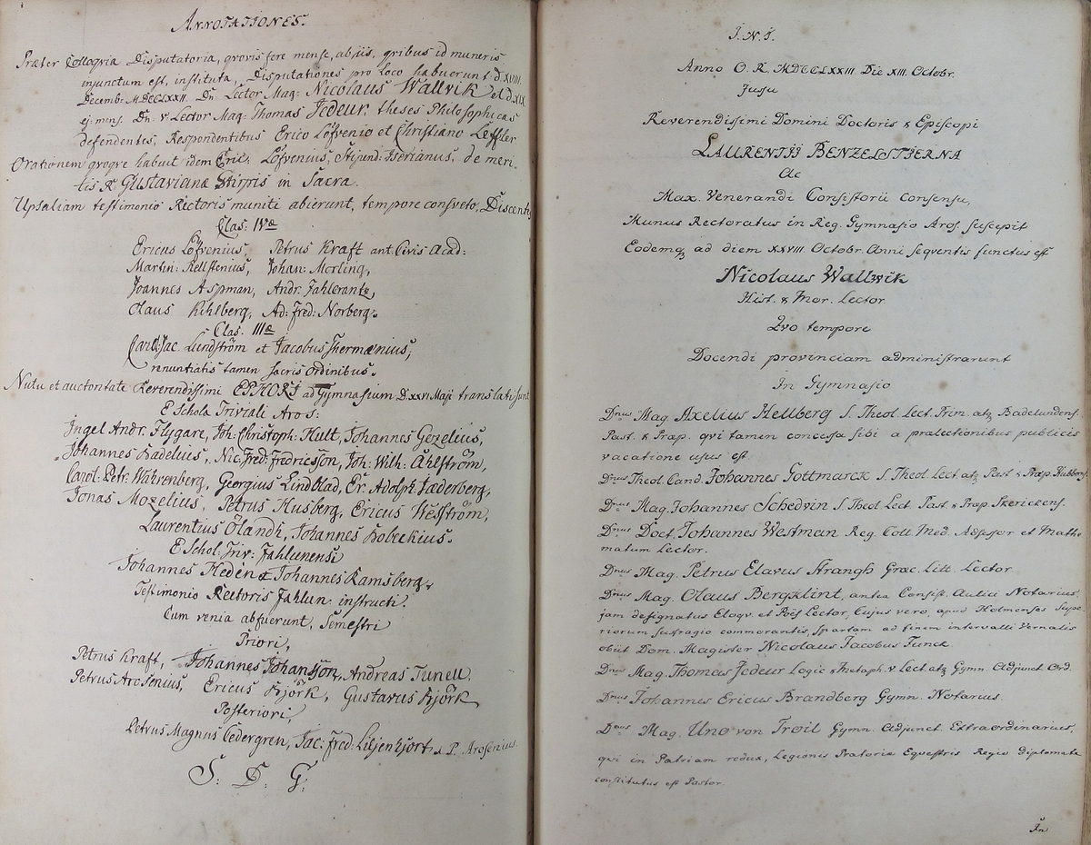 Rudbeckianska skolan i Västerås elevlängd 1770-1779.