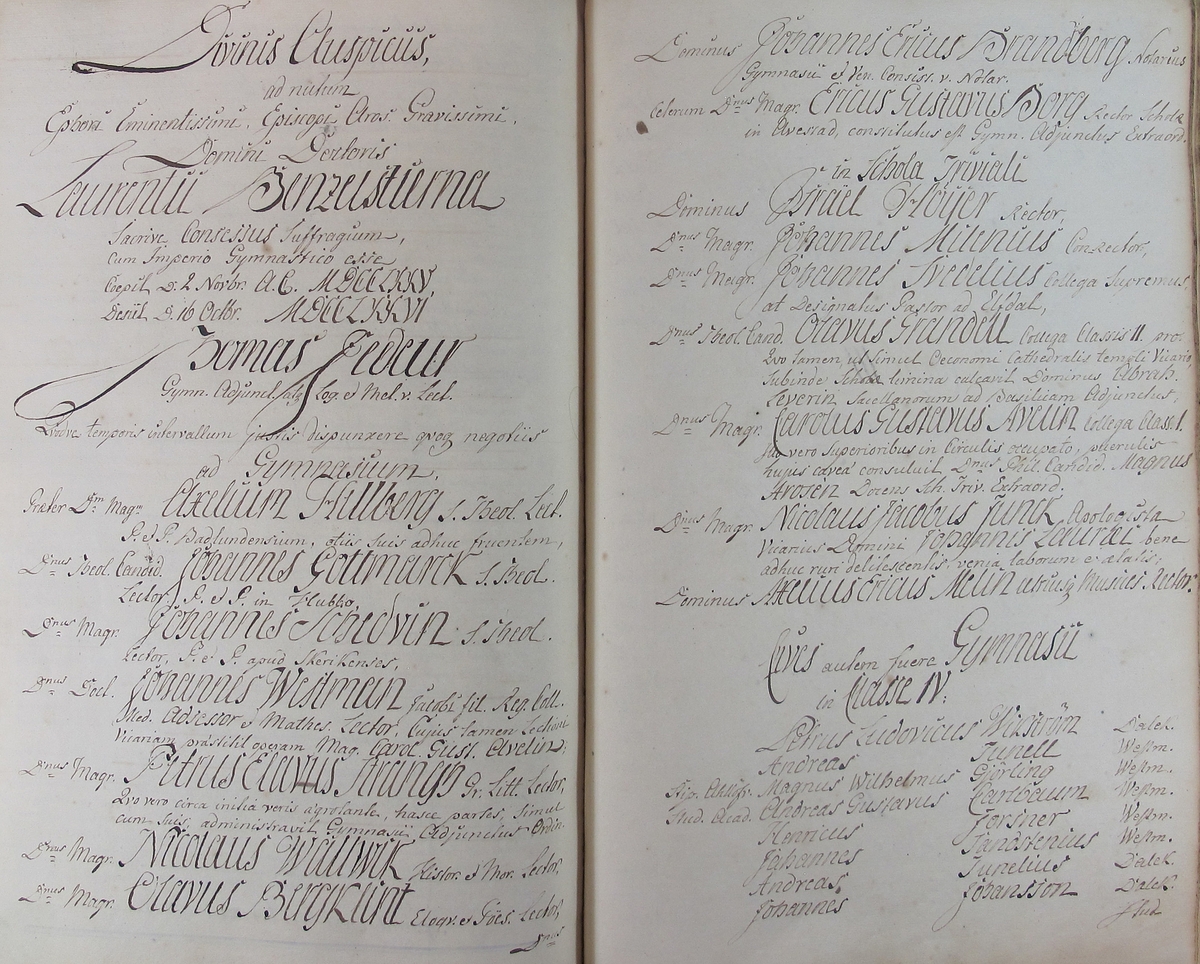 Rudbeckianska skolan i Västerås elevlängd 1770-1779.