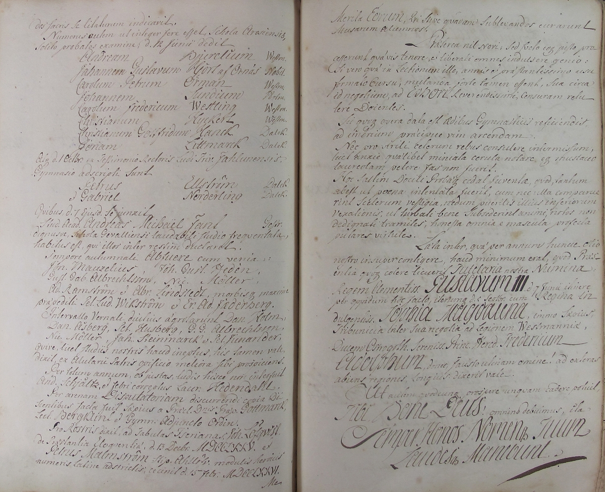 Rudbeckianska skolan i Västerås elevlängd 1770-1779.