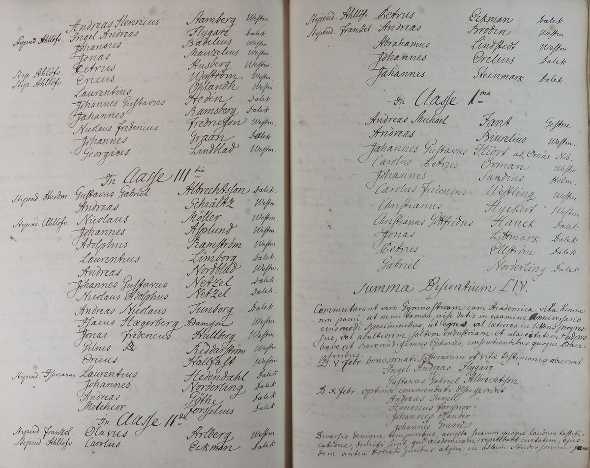Rudbeckianska skolan i Västerås elevlängd 1770-1779.