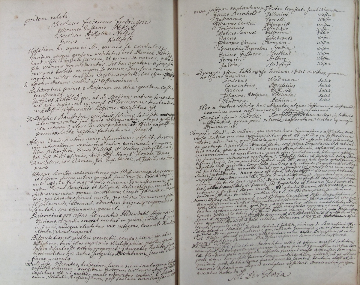 Rudbeckianska skolan i Västerås elevlängd 1770-1779.