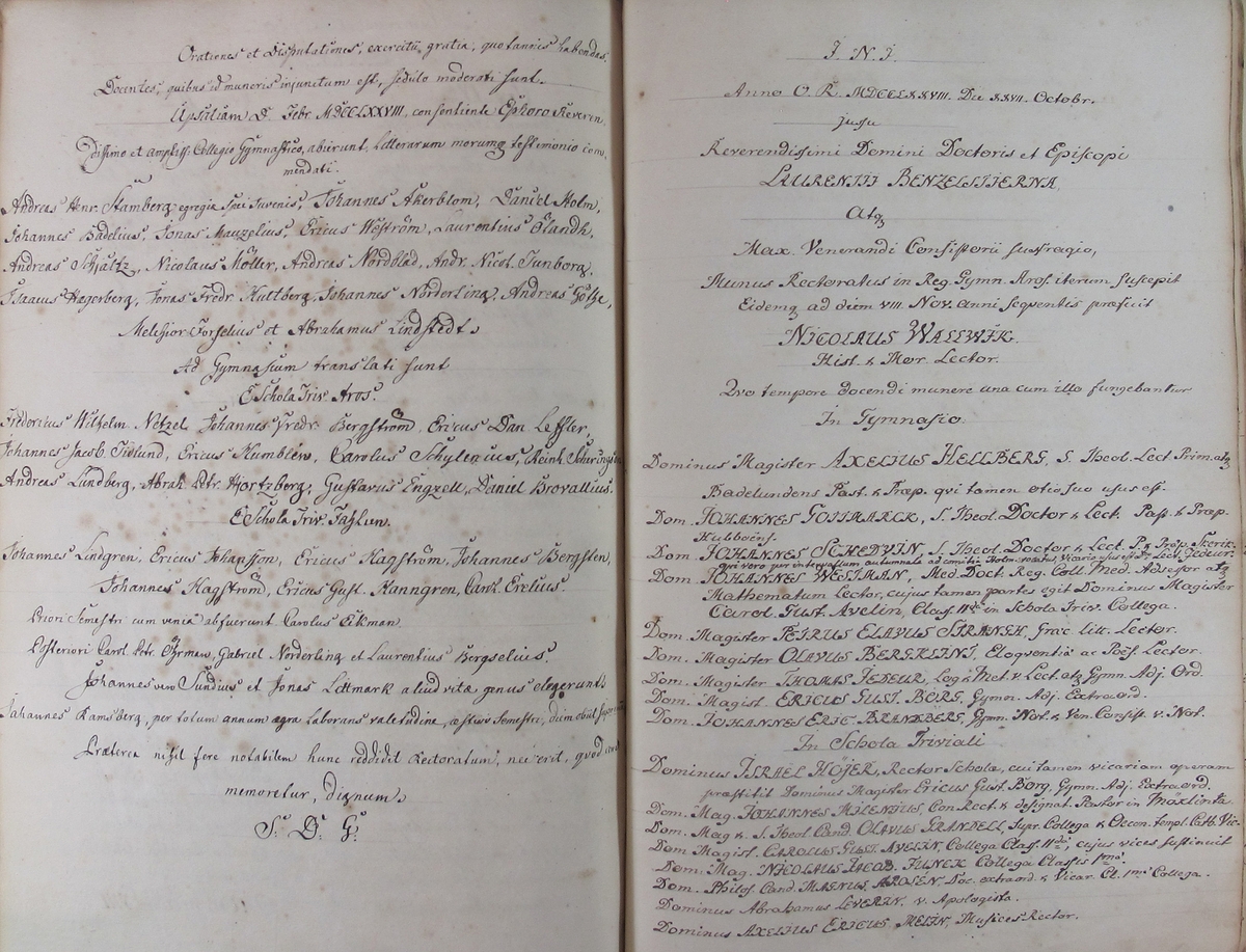 Rudbeckianska skolan i Västerås elevlängd 1770-1779.