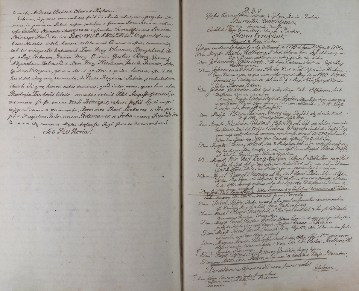 Rudbeckianska skolan i Västerås elevlängd 1770-1779.