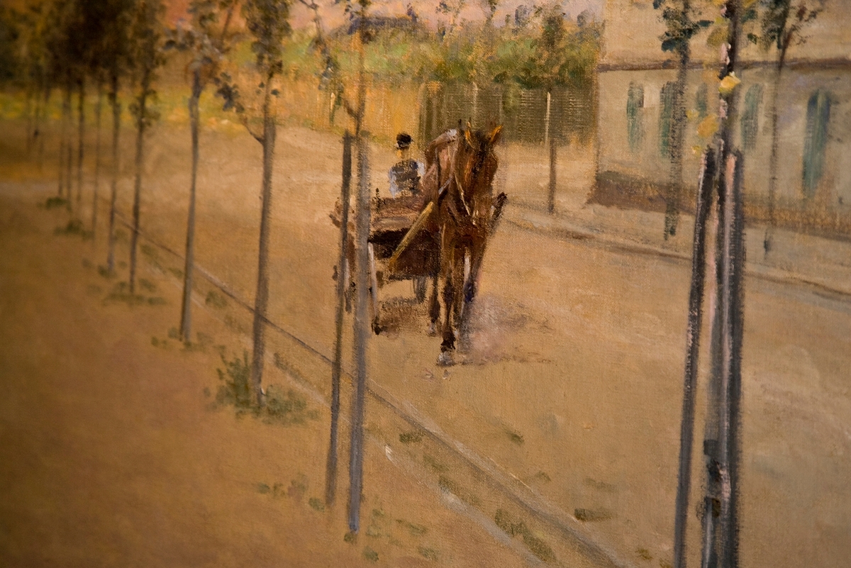 Oljemålning av Nils Kreuger. 1892. "Afton i Varberg". Bildmått: bredd 109 cm, höjd 98 cm.