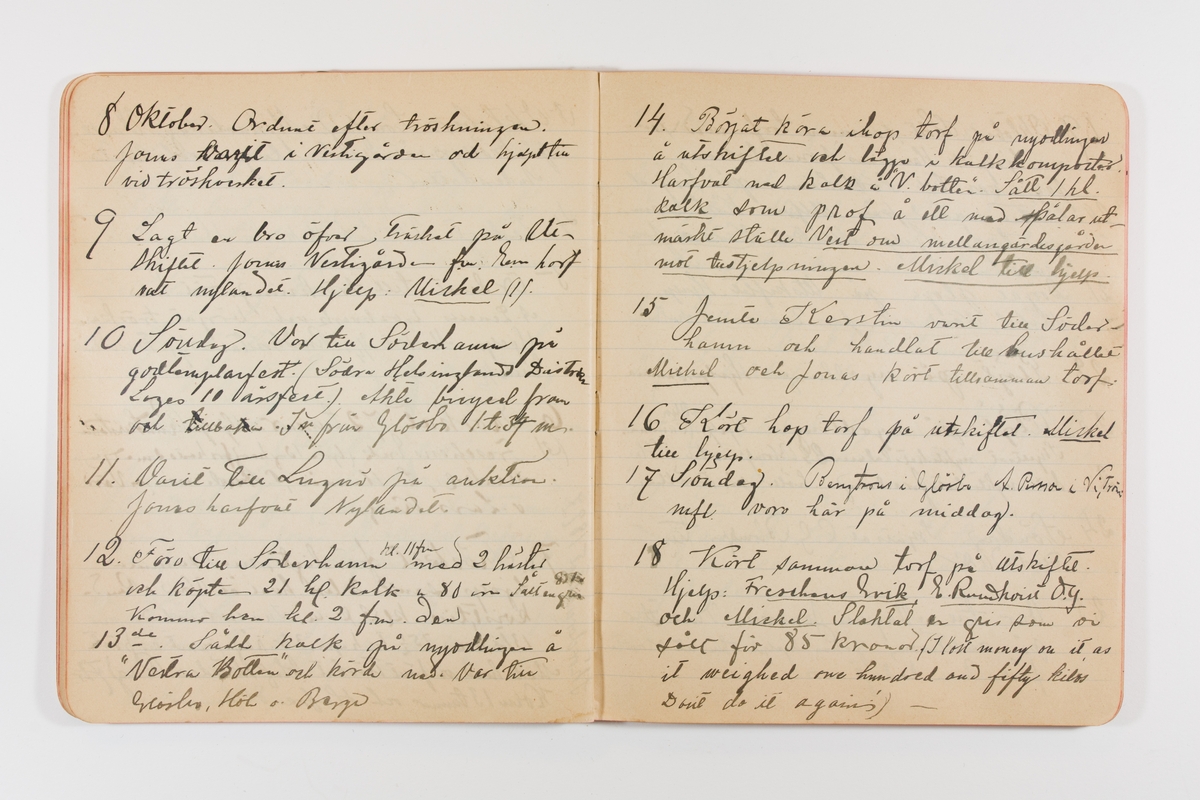 Dagbok från 1897–1898 omfattande 138 sidor. Inbunden med vaxdukspärm. Skriven av bonden, sjömannen och godtemplaren Per Svensson (1863–). Denne var gift med Kerstin Persdotter i Östergården (Österböle nr 2) i Rengsjö socken. Anteckningarna berör arbete, resor, väder osv. Dagboken ingår i en samling på 8 volymer och fanns vid digitaliseringstillfället i privat ägo inom släkten.