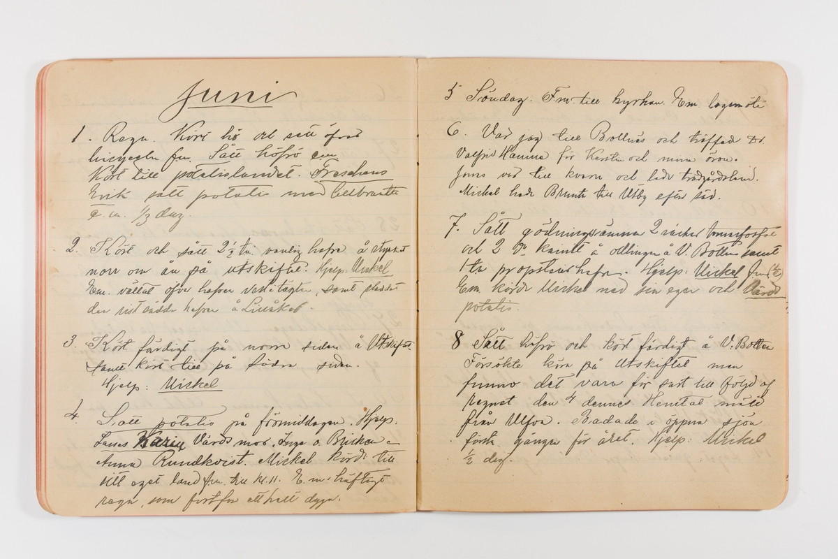 Dagbok från 1897–1898 omfattande 138 sidor. Inbunden med vaxdukspärm. Skriven av bonden, sjömannen och godtemplaren Per Svensson (1863–). Denne var gift med Kerstin Persdotter i Östergården (Österböle nr 2) i Rengsjö socken. Anteckningarna berör arbete, resor, väder osv. Dagboken ingår i en samling på 8 volymer och fanns vid digitaliseringstillfället i privat ägo inom släkten.