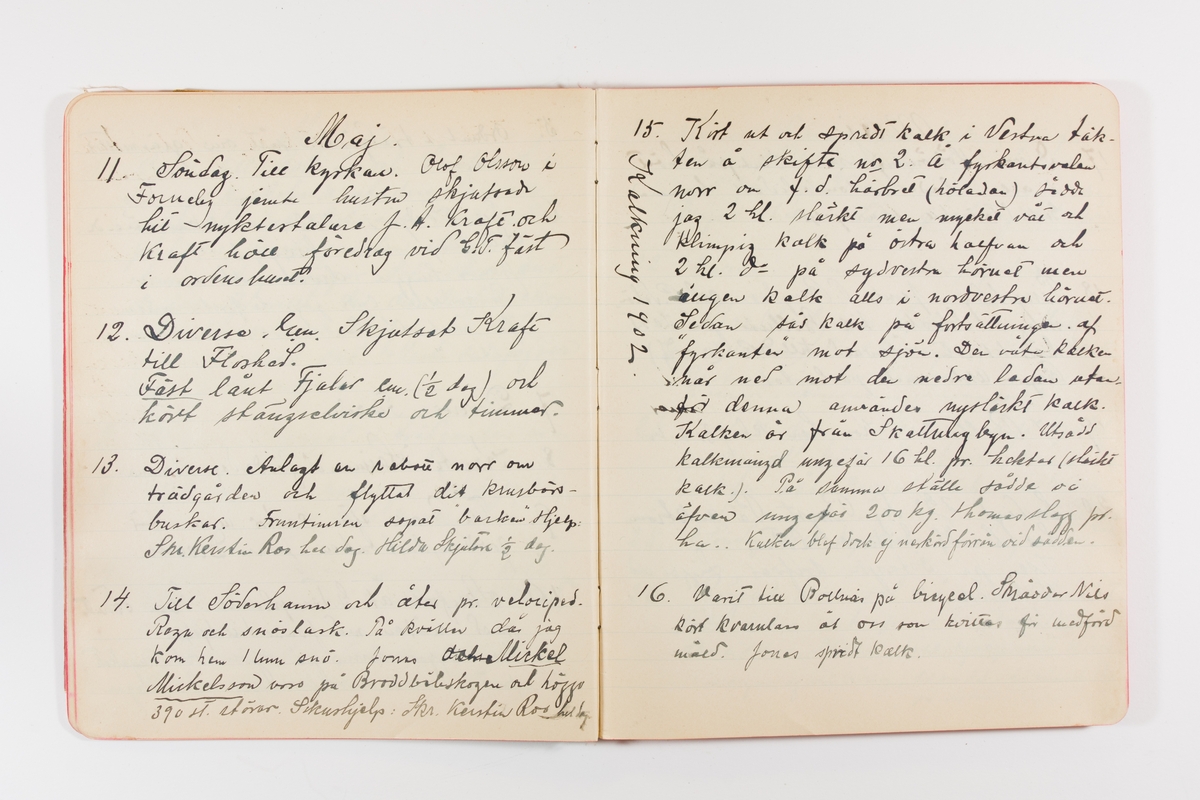 Dagbok från 1902–1903 omfattande 162 skrivna sidor samt en stämplingslängd. Inbunden med vaxdukspärm. Skriven av bonden, sjömannen och godtemplaren Per Svensson (1863–). Denne var gift med Kerstin Persdotter i Östergården (Österböle nr 2) i Rengsjö socken. Anteckningarna berör arbete, resor, väder osv. Dagboken ingår i en samling på 8 volymer och fanns vid digitaliseringstillfället i privat ägo inom släkten.