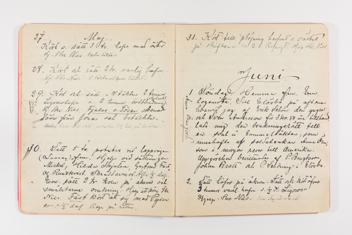 Dagbok från 1902–1903 omfattande 162 skrivna sidor samt en stämplingslängd. Inbunden med vaxdukspärm. Skriven av bonden, sjömannen och godtemplaren Per Svensson (1863–). Denne var gift med Kerstin Persdotter i Östergården (Österböle nr 2) i Rengsjö socken. Anteckningarna berör arbete, resor, väder osv. Dagboken ingår i en samling på 8 volymer och fanns vid digitaliseringstillfället i privat ägo inom släkten.