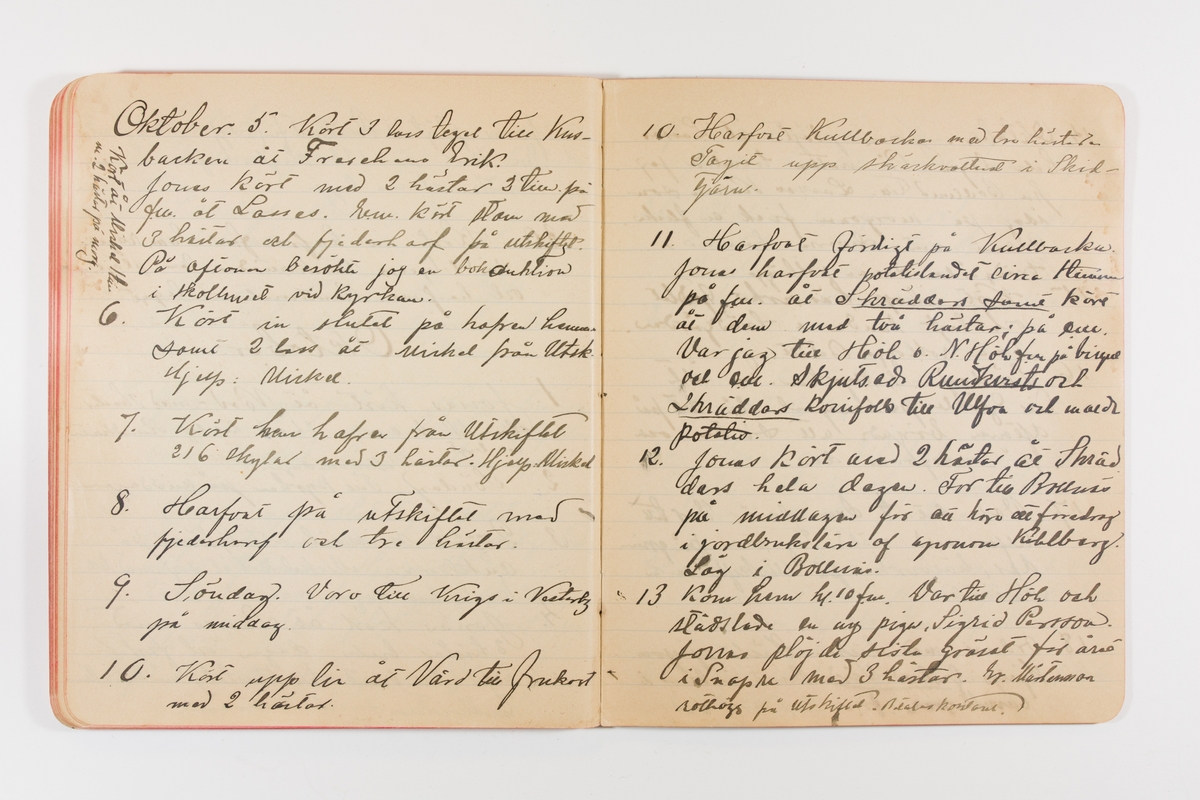 Dagbok från 1897–1898 omfattande 138 sidor. Inbunden med vaxdukspärm. Skriven av bonden, sjömannen och godtemplaren Per Svensson (1863–). Denne var gift med Kerstin Persdotter i Östergården (Österböle nr 2) i Rengsjö socken. Anteckningarna berör arbete, resor, väder osv. Dagboken ingår i en samling på 8 volymer och fanns vid digitaliseringstillfället i privat ägo inom släkten.