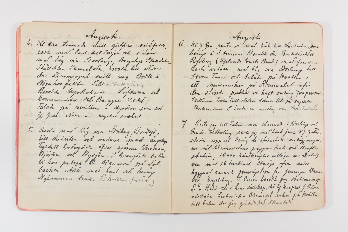 Dagbok från 1902–1903 omfattande 162 skrivna sidor samt en stämplingslängd. Inbunden med vaxdukspärm. Skriven av bonden, sjömannen och godtemplaren Per Svensson (1863–). Denne var gift med Kerstin Persdotter i Östergården (Österböle nr 2) i Rengsjö socken. Anteckningarna berör arbete, resor, väder osv. Dagboken ingår i en samling på 8 volymer och fanns vid digitaliseringstillfället i privat ägo inom släkten.