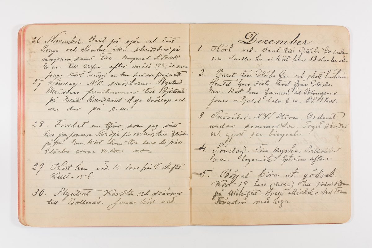 Dagbok från 1897–1898 omfattande 138 sidor. Inbunden med vaxdukspärm. Skriven av bonden, sjömannen och godtemplaren Per Svensson (1863–). Denne var gift med Kerstin Persdotter i Östergården (Österböle nr 2) i Rengsjö socken. Anteckningarna berör arbete, resor, väder osv. Dagboken ingår i en samling på 8 volymer och fanns vid digitaliseringstillfället i privat ägo inom släkten.