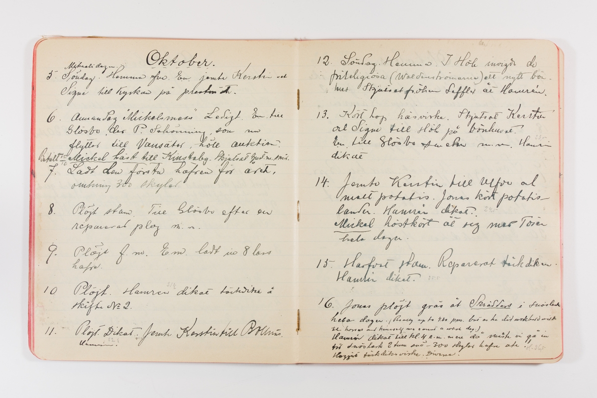 Dagbok från 1902–1903 omfattande 162 skrivna sidor samt en stämplingslängd. Inbunden med vaxdukspärm. Skriven av bonden, sjömannen och godtemplaren Per Svensson (1863–). Denne var gift med Kerstin Persdotter i Östergården (Österböle nr 2) i Rengsjö socken. Anteckningarna berör arbete, resor, väder osv. Dagboken ingår i en samling på 8 volymer och fanns vid digitaliseringstillfället i privat ägo inom släkten.