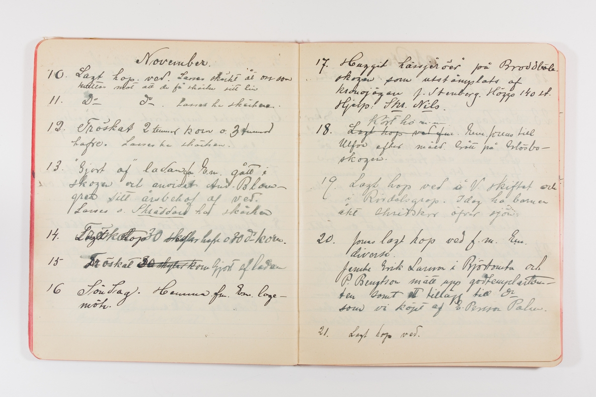 Dagbok från 1902–1903 omfattande 162 skrivna sidor samt en stämplingslängd. Inbunden med vaxdukspärm. Skriven av bonden, sjömannen och godtemplaren Per Svensson (1863–). Denne var gift med Kerstin Persdotter i Östergården (Österböle nr 2) i Rengsjö socken. Anteckningarna berör arbete, resor, väder osv. Dagboken ingår i en samling på 8 volymer och fanns vid digitaliseringstillfället i privat ägo inom släkten.