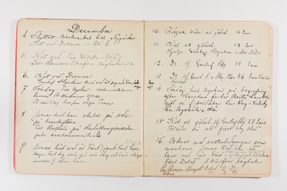 Dagbok från 1902–1903 omfattande 162 skrivna sidor samt en stämplingslängd. Inbunden med vaxdukspärm. Skriven av bonden, sjömannen och godtemplaren Per Svensson (1863–). Denne var gift med Kerstin Persdotter i Östergården (Österböle nr 2) i Rengsjö socken. Anteckningarna berör arbete, resor, väder osv. Dagboken ingår i en samling på 8 volymer och fanns vid digitaliseringstillfället i privat ägo inom släkten.