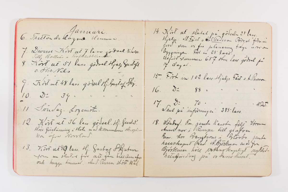 Dagbok från 1902–1903 omfattande 162 skrivna sidor samt en stämplingslängd. Inbunden med vaxdukspärm. Skriven av bonden, sjömannen och godtemplaren Per Svensson (1863–). Denne var gift med Kerstin Persdotter i Östergården (Österböle nr 2) i Rengsjö socken. Anteckningarna berör arbete, resor, väder osv. Dagboken ingår i en samling på 8 volymer och fanns vid digitaliseringstillfället i privat ägo inom släkten.