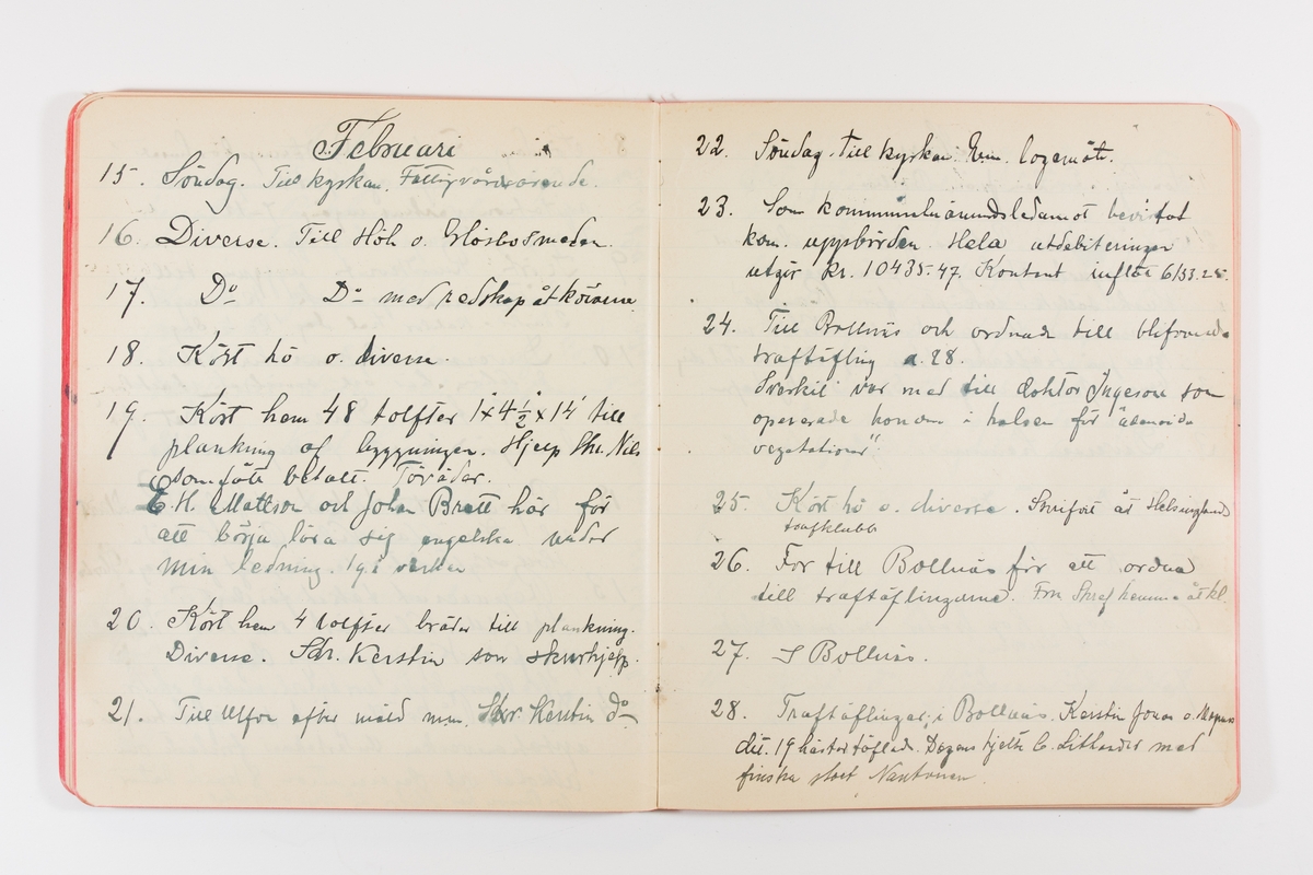 Dagbok från 1902–1903 omfattande 162 skrivna sidor samt en stämplingslängd. Inbunden med vaxdukspärm. Skriven av bonden, sjömannen och godtemplaren Per Svensson (1863–). Denne var gift med Kerstin Persdotter i Östergården (Österböle nr 2) i Rengsjö socken. Anteckningarna berör arbete, resor, väder osv. Dagboken ingår i en samling på 8 volymer och fanns vid digitaliseringstillfället i privat ägo inom släkten.