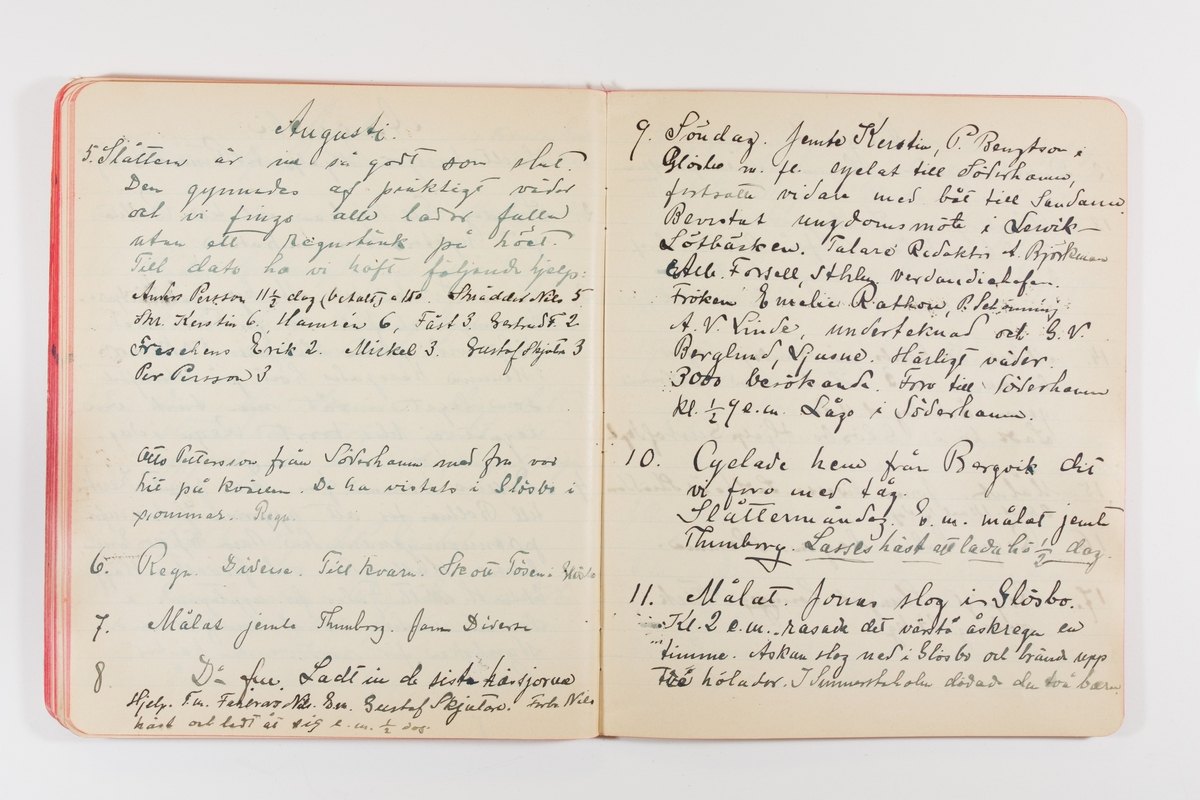 Dagbok från 1902–1903 omfattande 162 skrivna sidor samt en stämplingslängd. Inbunden med vaxdukspärm. Skriven av bonden, sjömannen och godtemplaren Per Svensson (1863–). Denne var gift med Kerstin Persdotter i Östergården (Österböle nr 2) i Rengsjö socken. Anteckningarna berör arbete, resor, väder osv. Dagboken ingår i en samling på 8 volymer och fanns vid digitaliseringstillfället i privat ägo inom släkten.