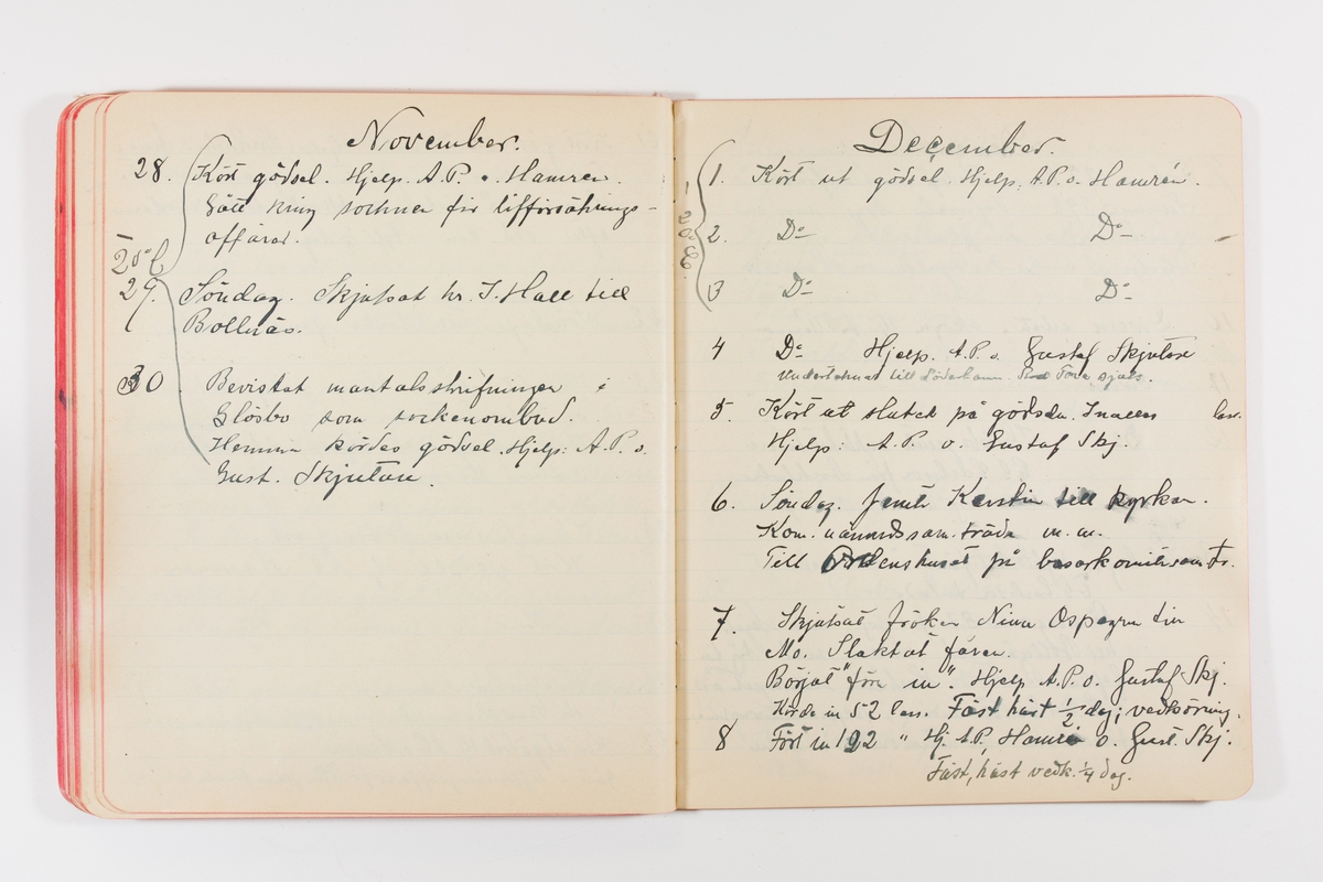 Dagbok från 1902–1903 omfattande 162 skrivna sidor samt en stämplingslängd. Inbunden med vaxdukspärm. Skriven av bonden, sjömannen och godtemplaren Per Svensson (1863–). Denne var gift med Kerstin Persdotter i Östergården (Österböle nr 2) i Rengsjö socken. Anteckningarna berör arbete, resor, väder osv. Dagboken ingår i en samling på 8 volymer och fanns vid digitaliseringstillfället i privat ägo inom släkten.