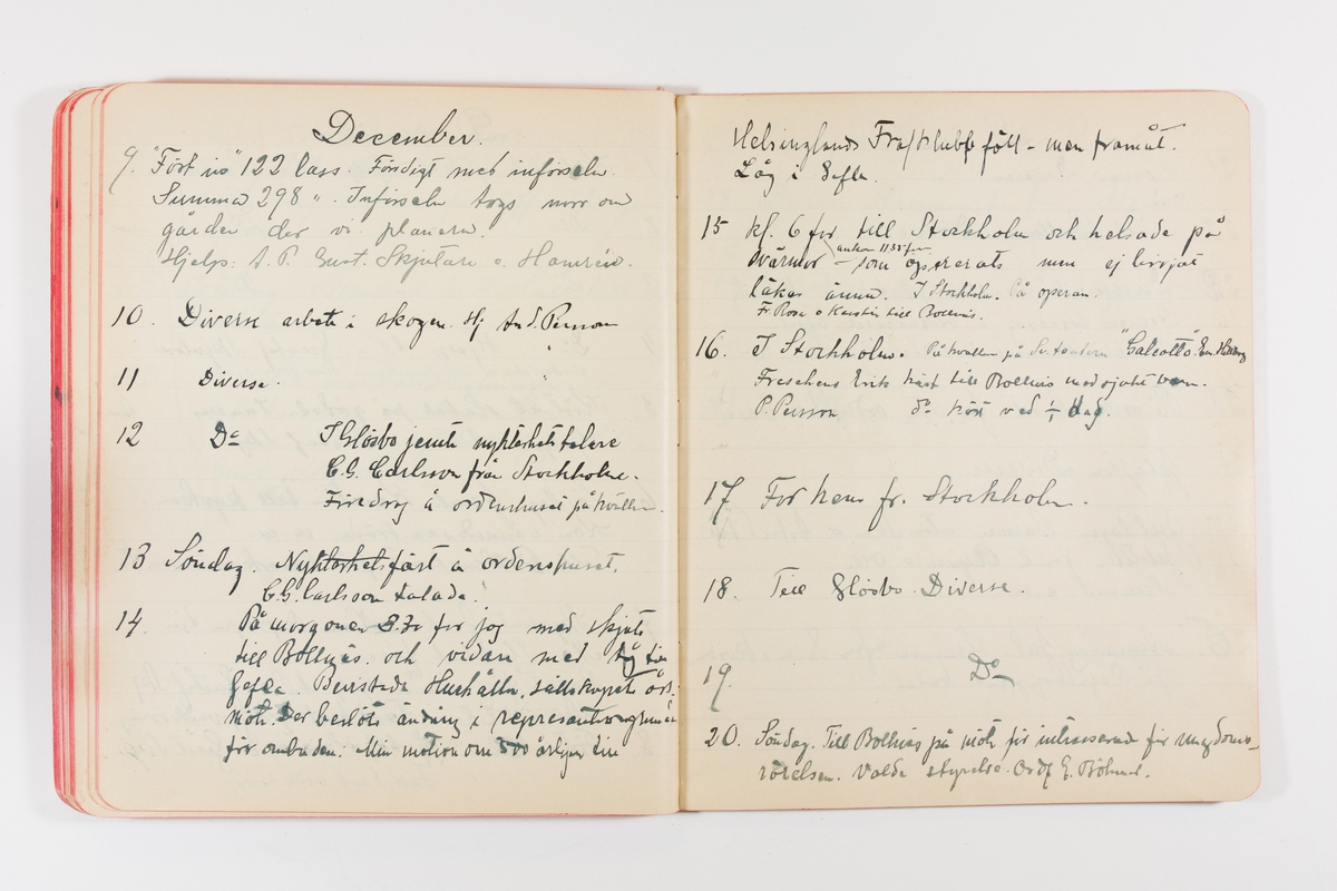 Dagbok från 1902–1903 omfattande 162 skrivna sidor samt en stämplingslängd. Inbunden med vaxdukspärm. Skriven av bonden, sjömannen och godtemplaren Per Svensson (1863–). Denne var gift med Kerstin Persdotter i Östergården (Österböle nr 2) i Rengsjö socken. Anteckningarna berör arbete, resor, väder osv. Dagboken ingår i en samling på 8 volymer och fanns vid digitaliseringstillfället i privat ägo inom släkten.