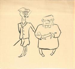 Bror Lindh och kyrkoherde Andreasson [Teckning]